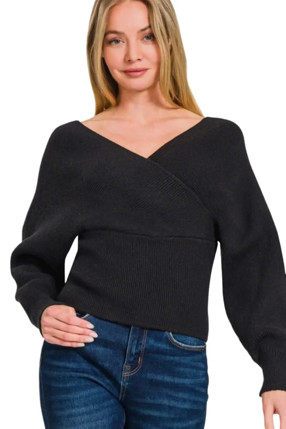 Sweaters Trendsi Zenana ribbed cross wrap sweater