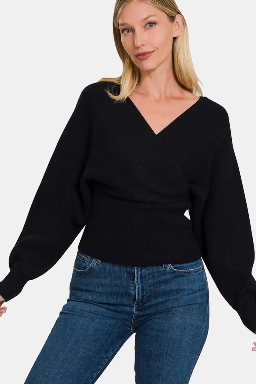 Sweaters Trendsi Zenana ribbed cross wrap sweater