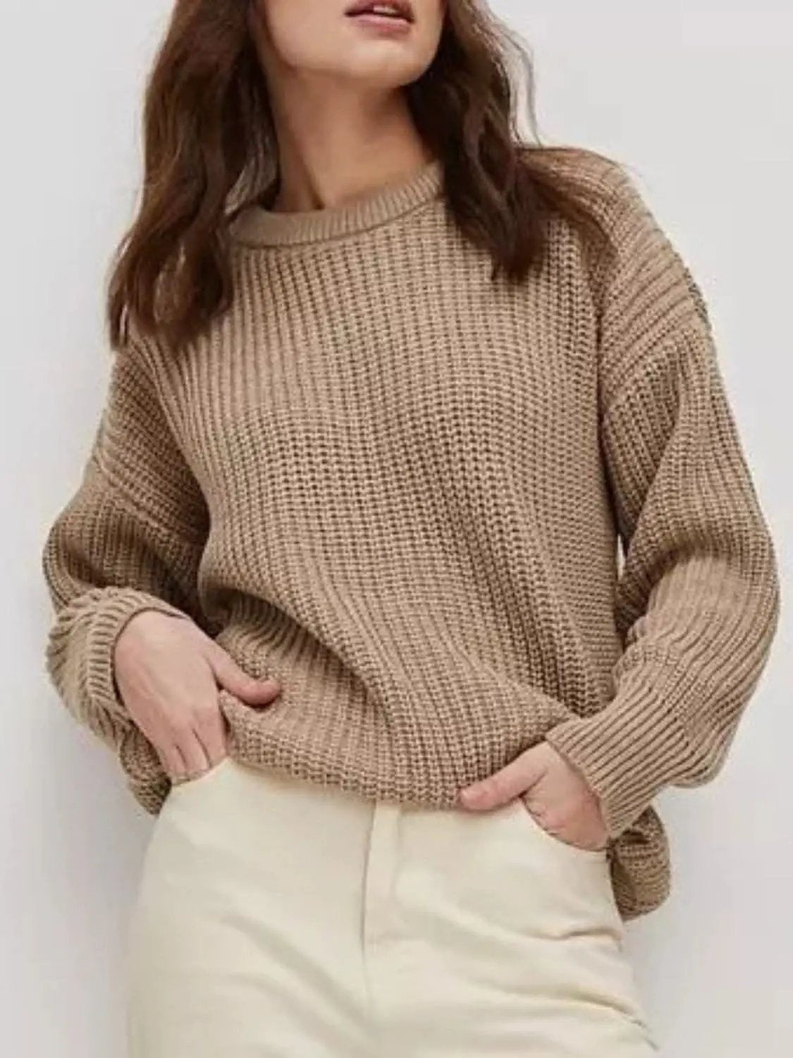Women's Knit Sweater Sweater - Cozy Long Sleeve Knit - Relaxed Fit