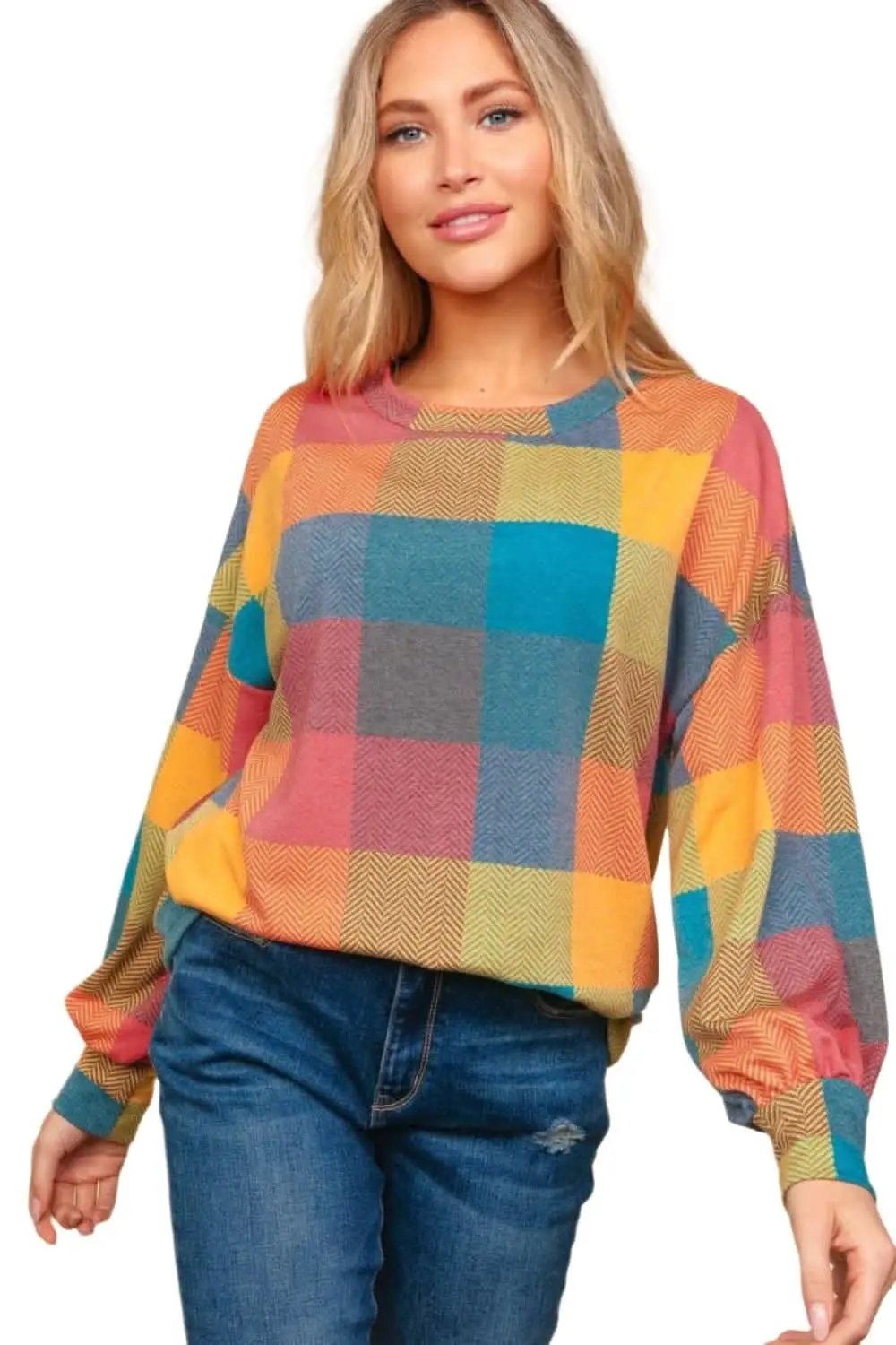 Sweaters Trendsi Plaid Sweater Women's Fall Layering Knit Top: Cozy & Stylish