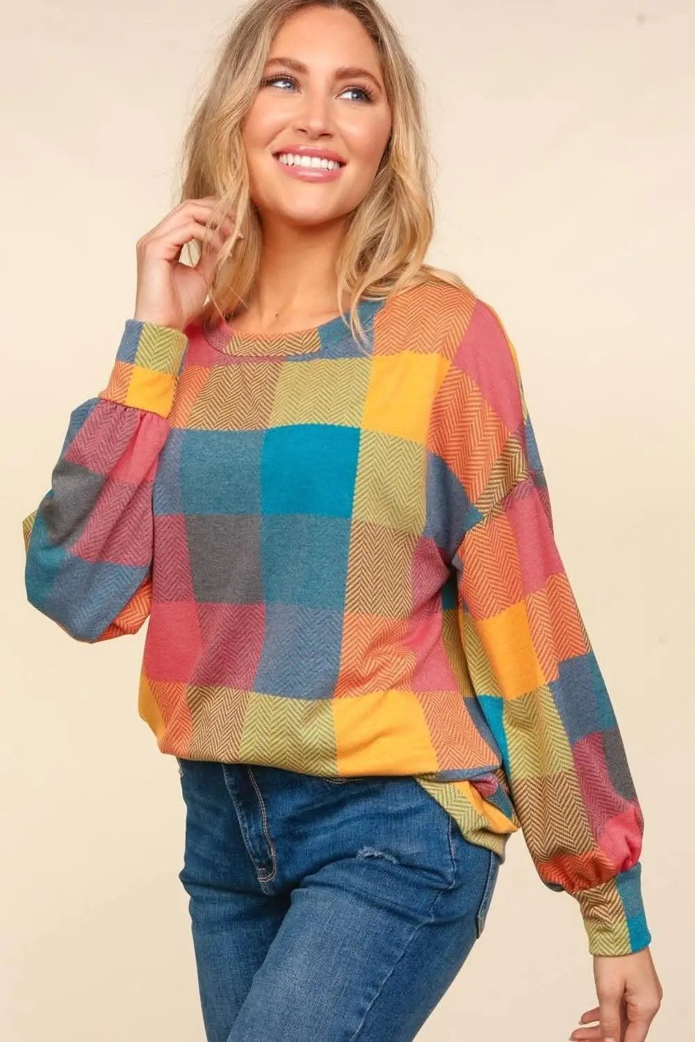 Sweaters Trendsi Plaid Sweater Women's Fall Layering Knit Top: Cozy & Stylish