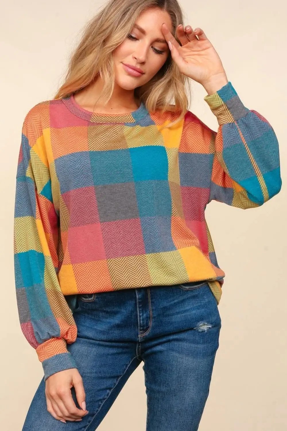 Sweaters Trendsi Plaid Sweater Women's Fall Layering Knit Top: Cozy & Stylish