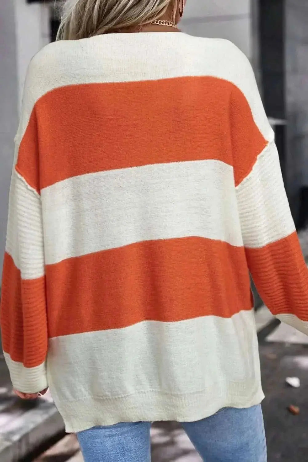Sweaters Trendsi Color Block Sweater Women's V-Neck Fashionable Comfortable Fit