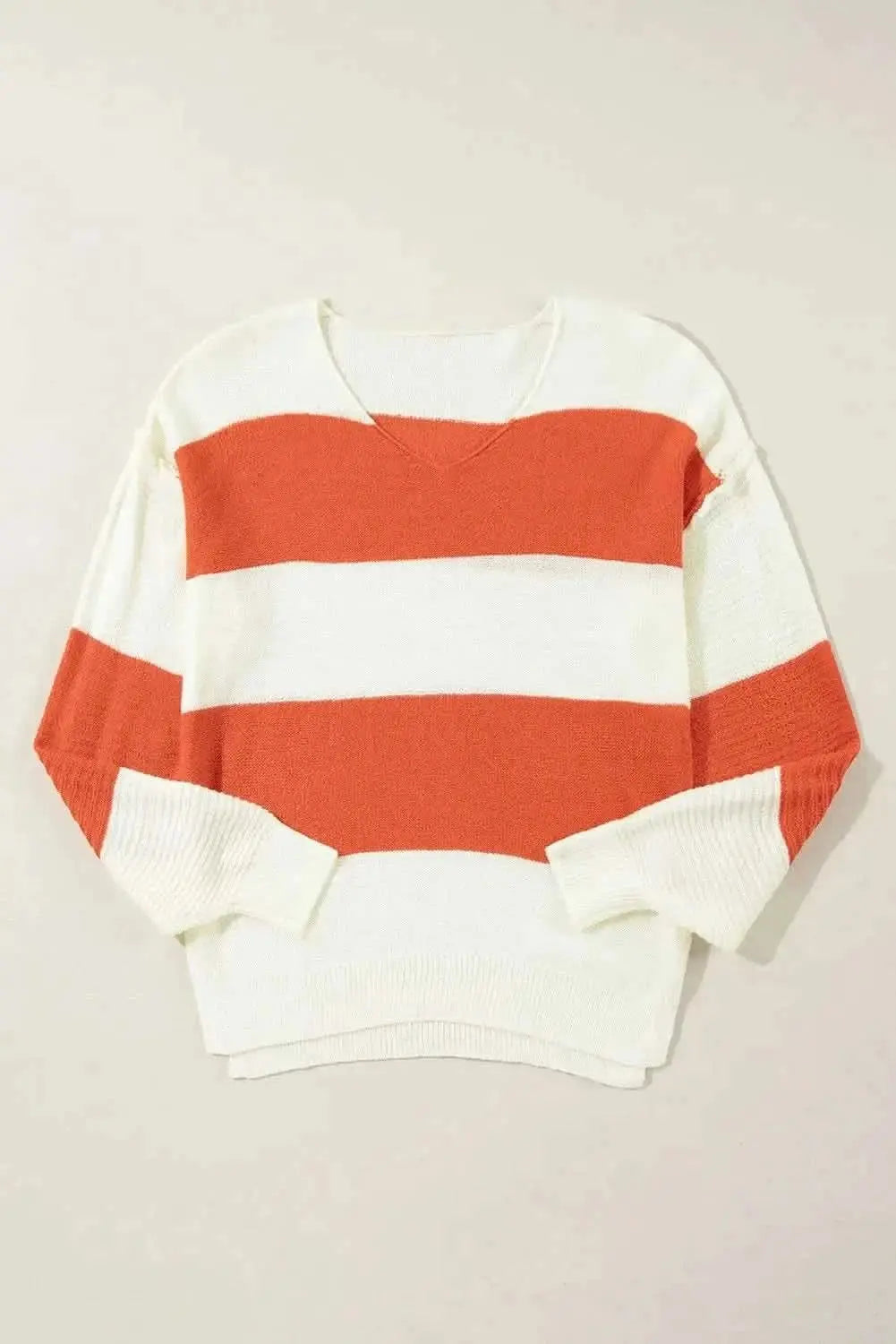 Sweaters Trendsi Color Block Sweater Women's V-Neck Fashionable Comfortable Fit