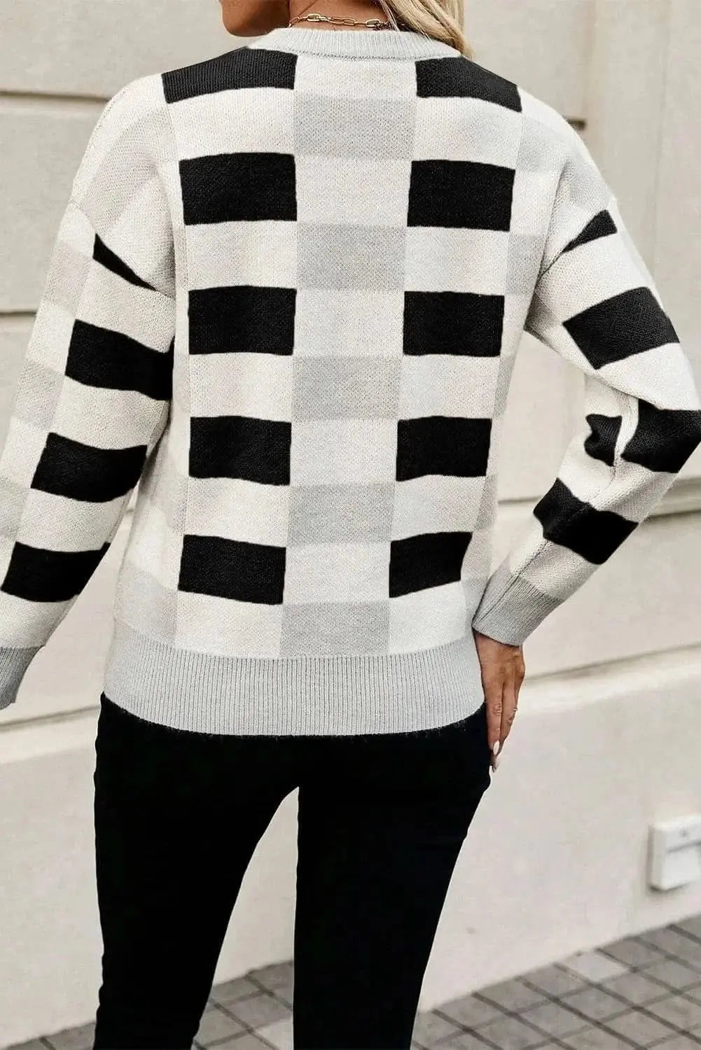Sweaters Trendsi Color block knit sweater - round neck
