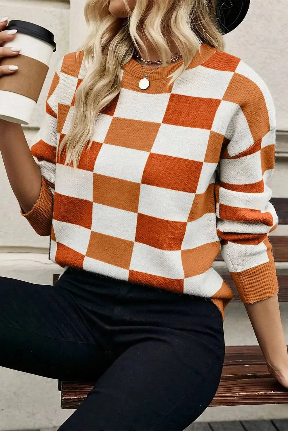 Sweaters Trendsi Color block knit sweater - round neck