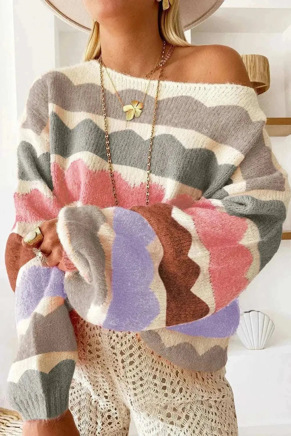 T-Shirts Trendsi Knit Tops - Chic boat neck knit sweater - Premium Quality