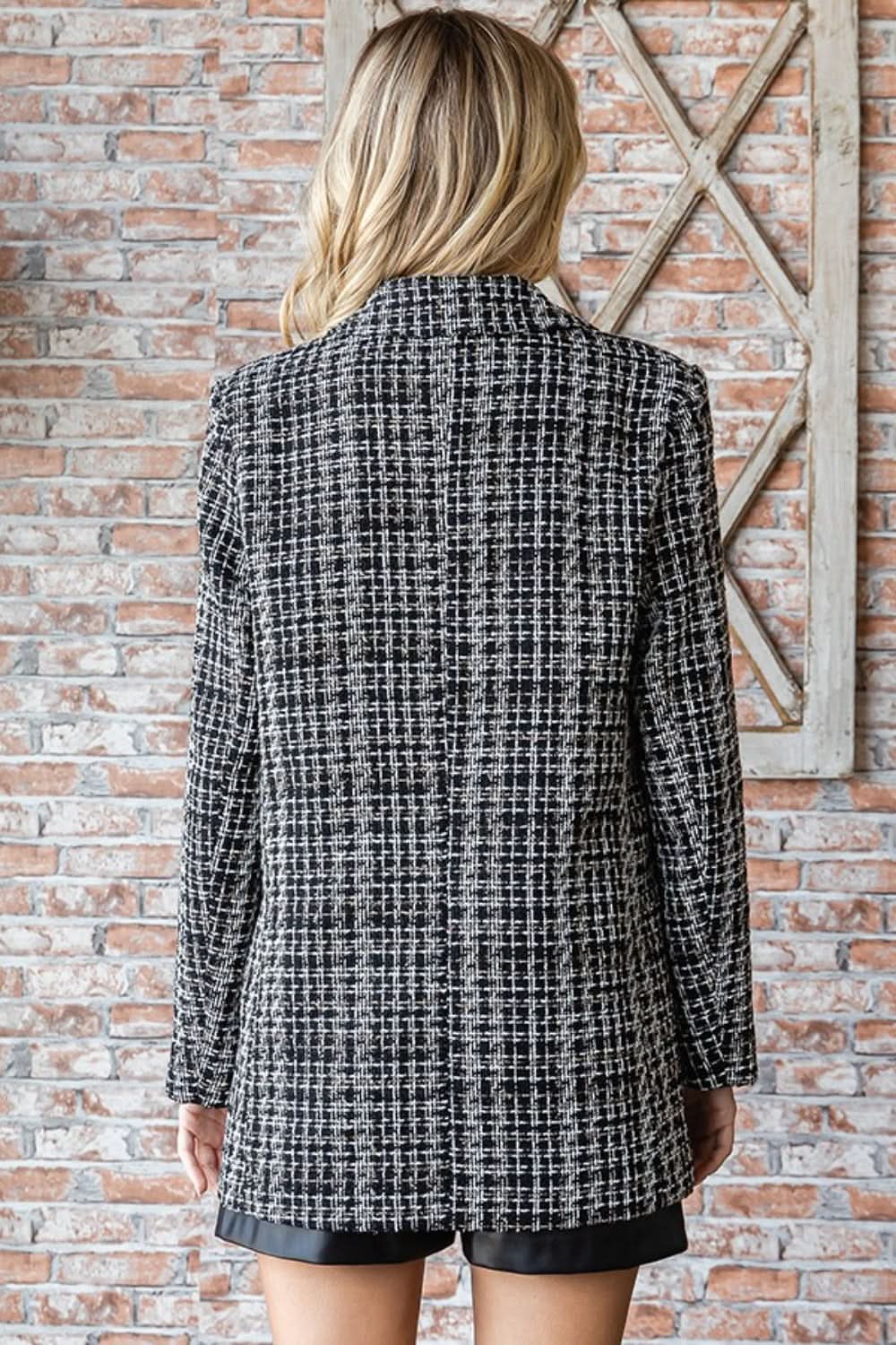Jackets Trendsi Lurex Tweed Blazer Women's Office/Party Jacket Chic One-Button Outerwear