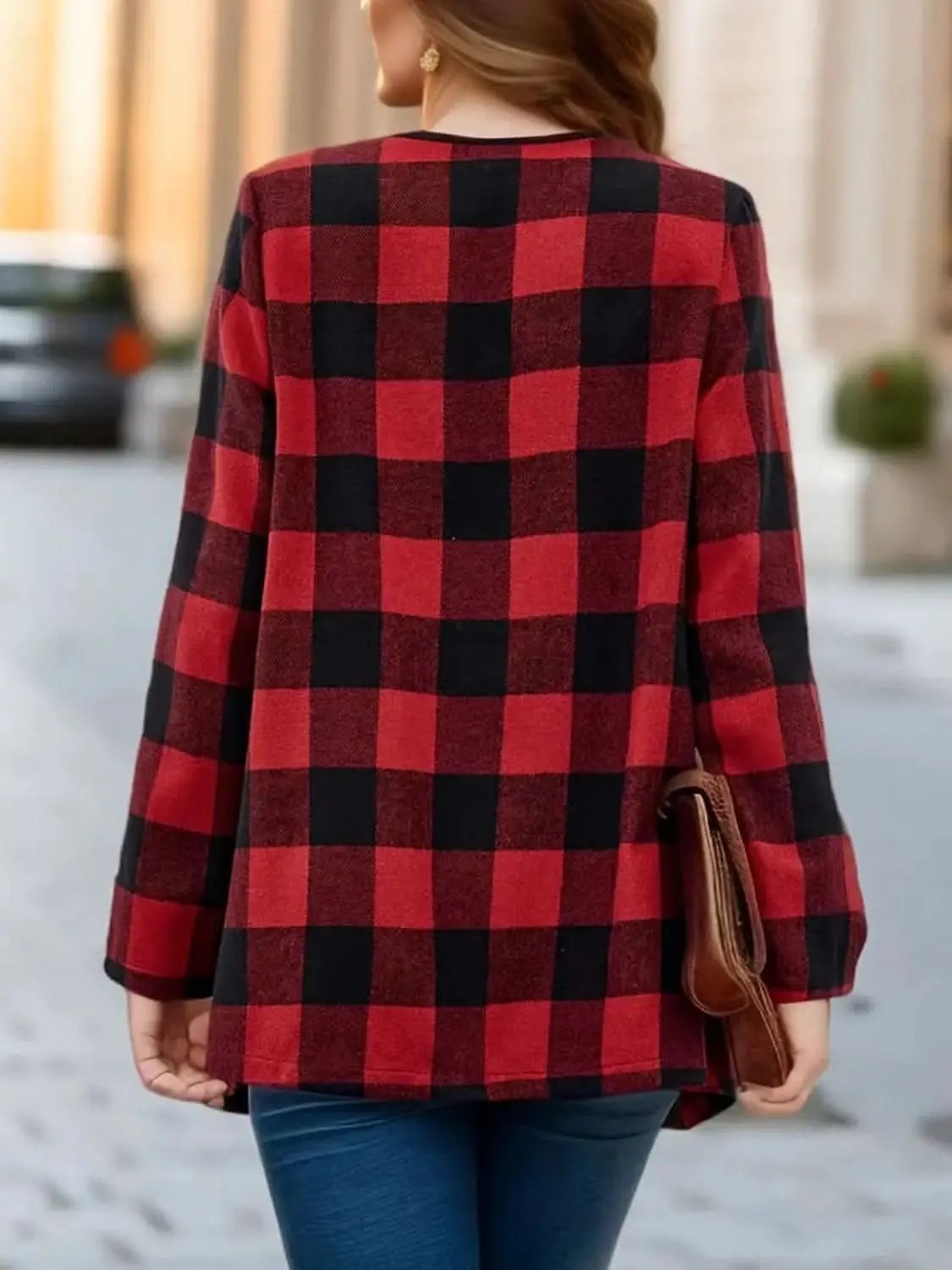 Jackets Trendsi Plaid Jacket Women's Fall Fashion Versatile Long Sleeve Top