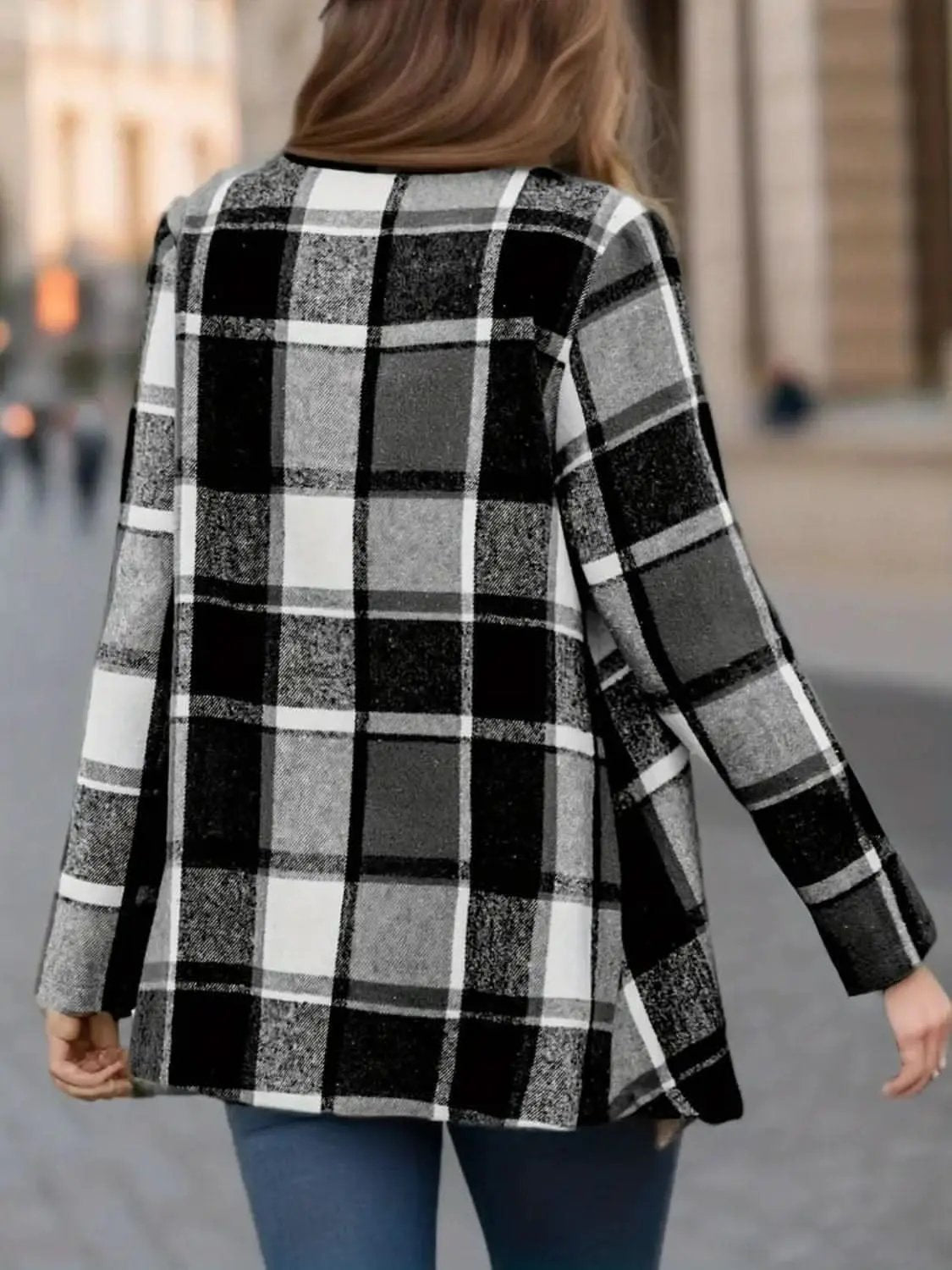 Jackets Trendsi Plaid Jacket Women's Fall Fashion Versatile Long Sleeve Top