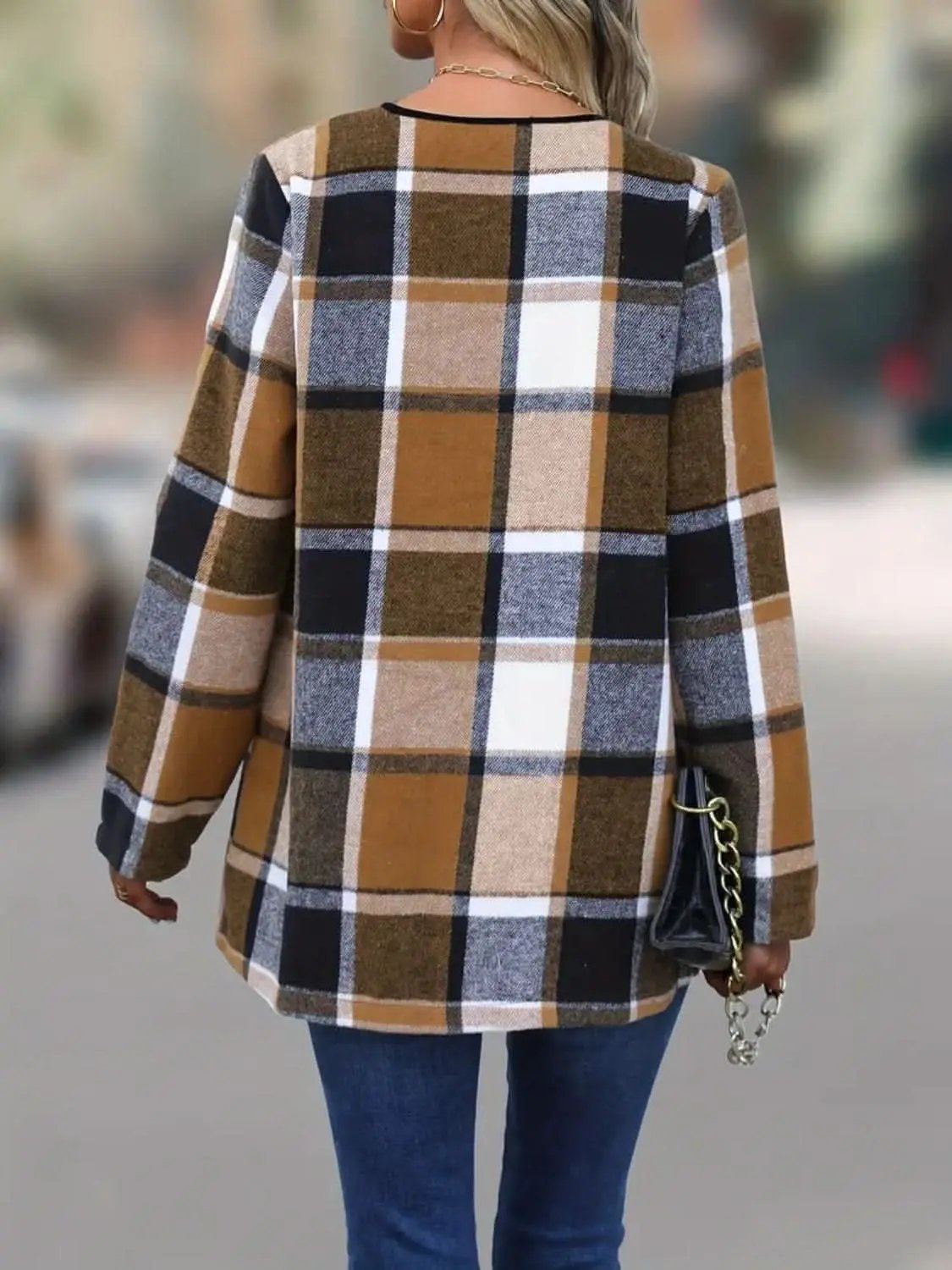 Jackets Trendsi Plaid Jacket Women's Fall Fashion Versatile Long Sleeve Top