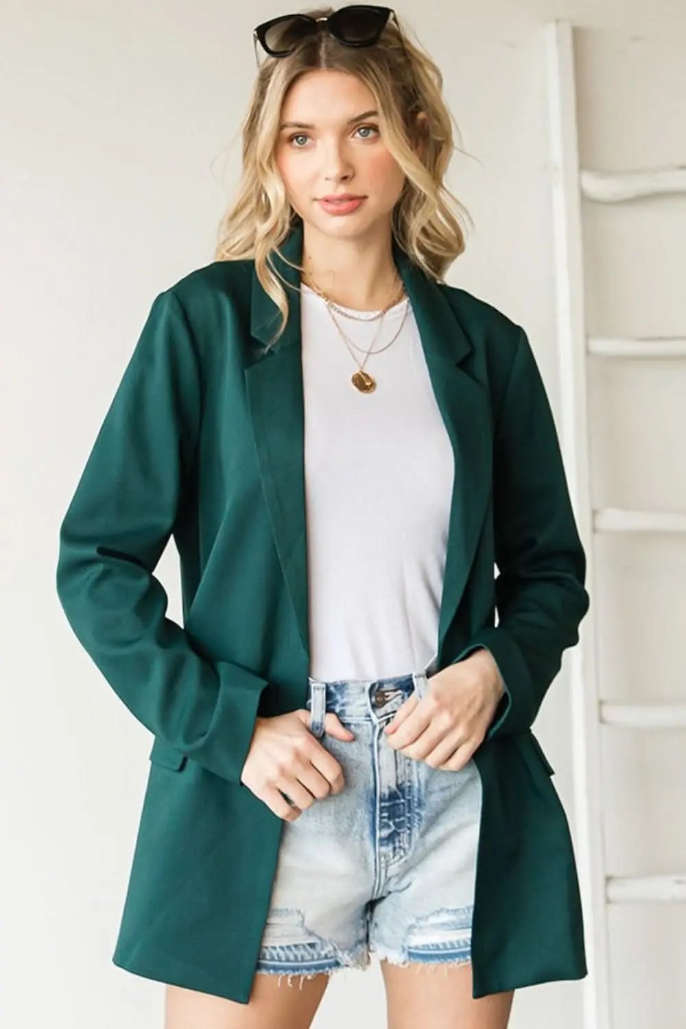 Jackets Trendsi Open Blazer Women's Casual Work Outerwear Chic with Pockets USA