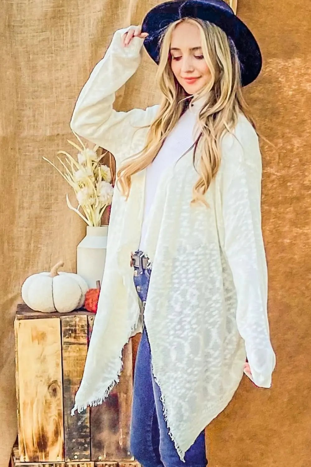 Sweaters Trendsi Knit Fringe Cardigan Women's Fall Outerwear Soft & Cozy