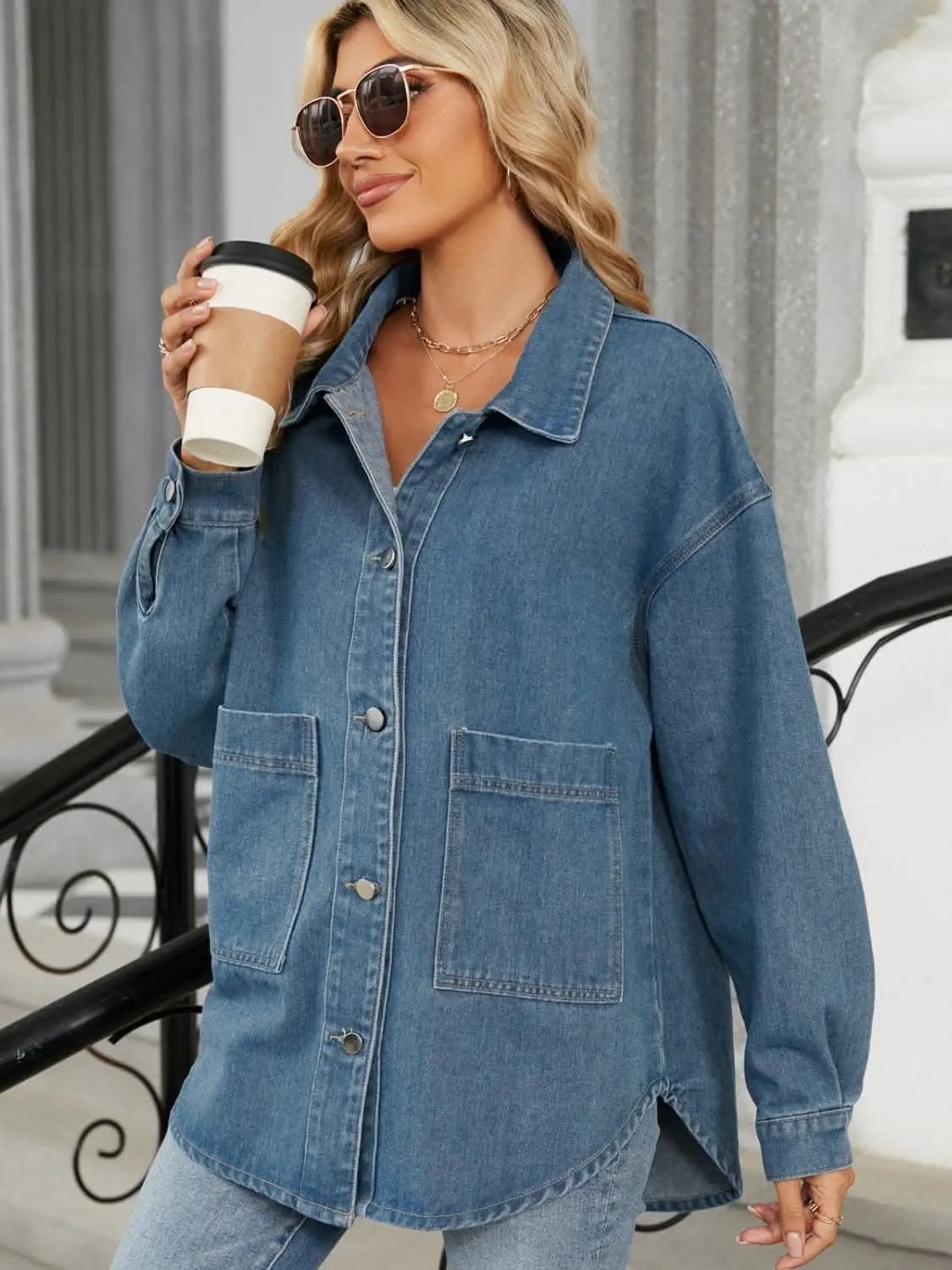 Jackets Trendsi Chic removable hooded denim jacket