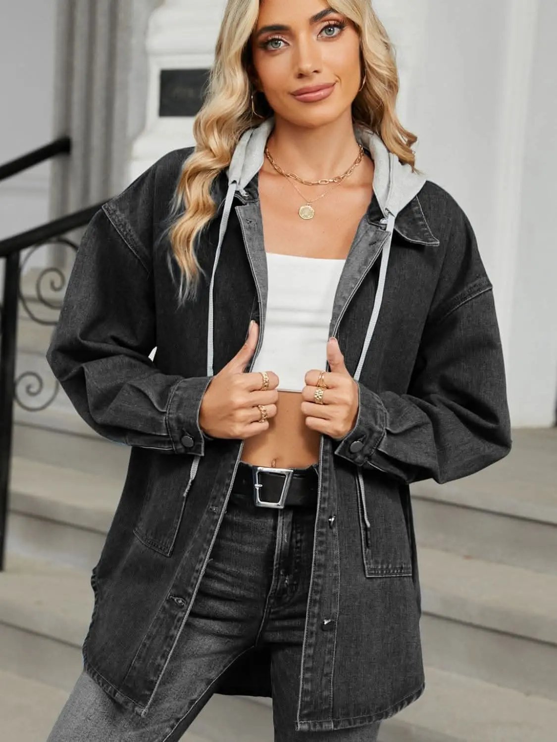 Jackets Trendsi Chic removable hooded denim jacket