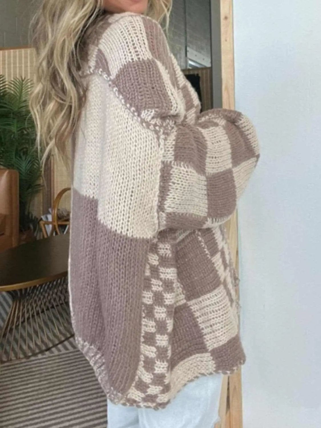 Sweaters Trendsi Chic plaid long sleeve cardigan
