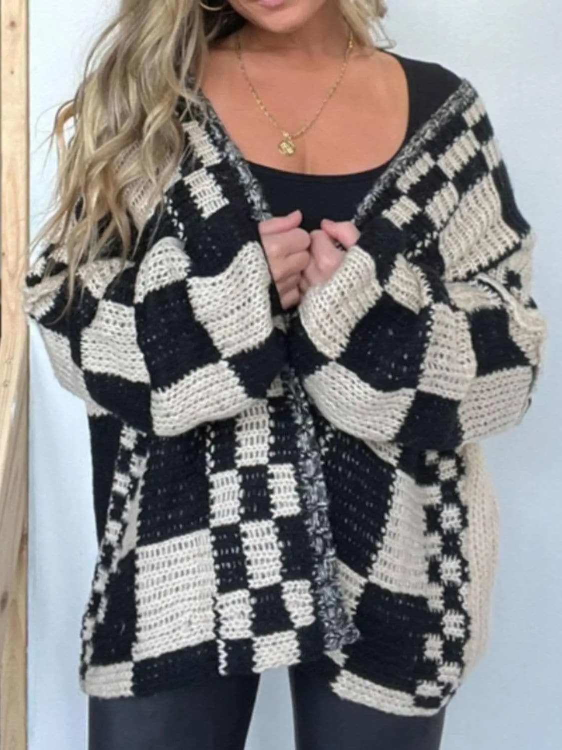 Sweaters Trendsi Chic plaid long sleeve cardigan