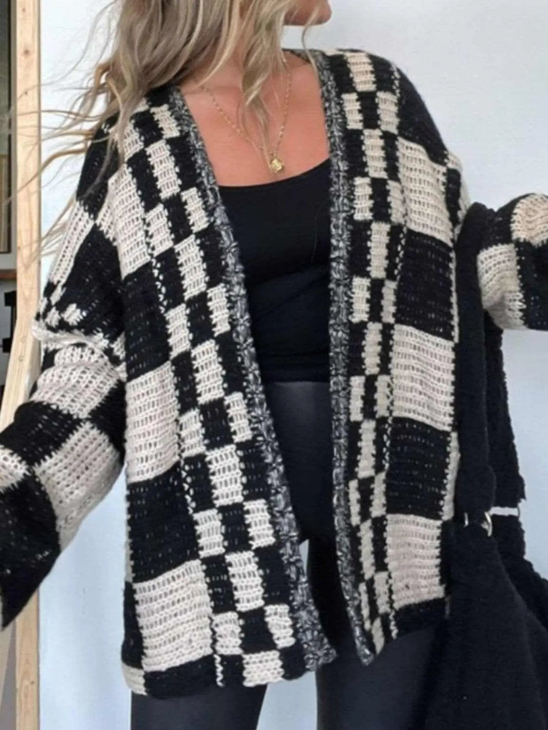 Sweaters Trendsi Chic plaid long sleeve cardigan