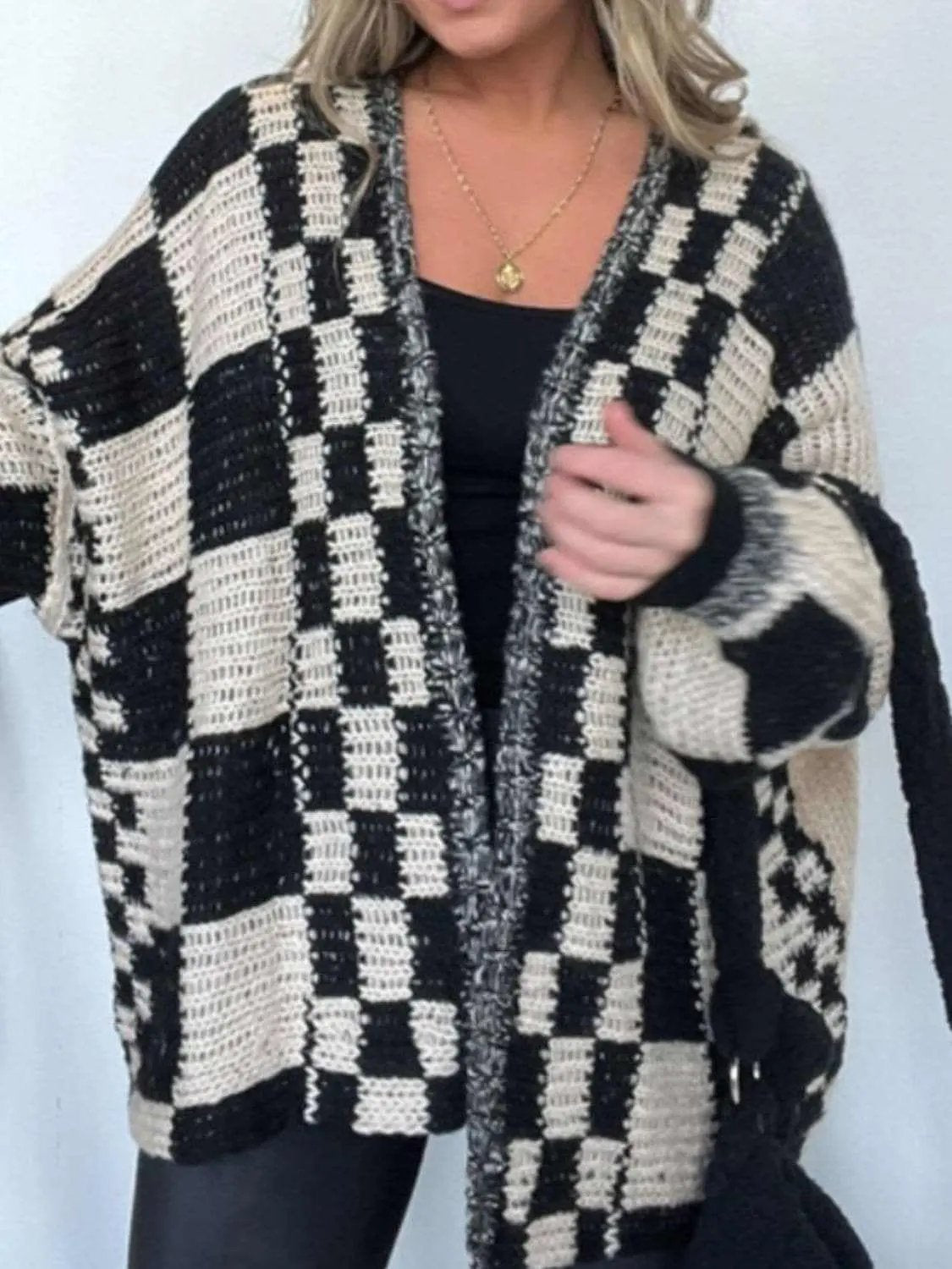 Sweaters Trendsi Chic plaid long sleeve cardigan