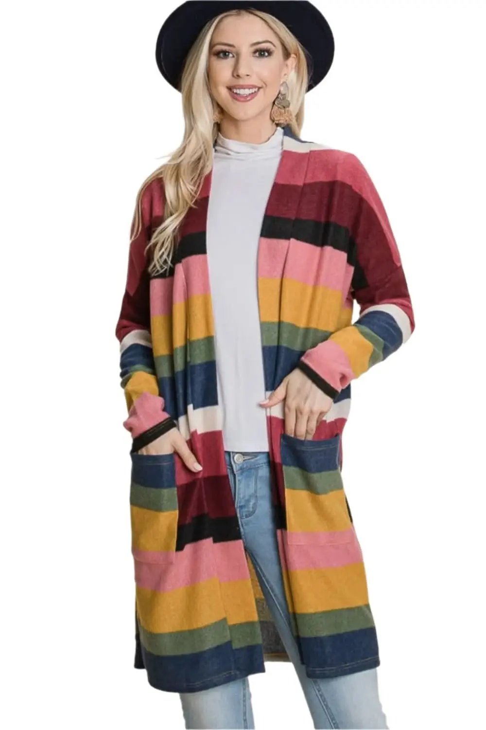 Sweaters Trendsi Chic open front striped cardigan