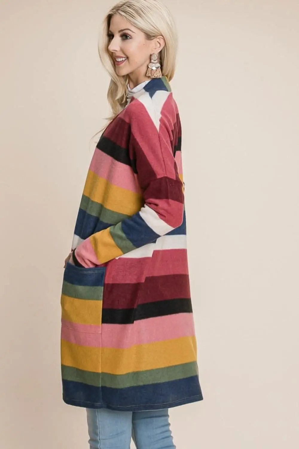 Sweaters Trendsi Chic open front striped cardigan