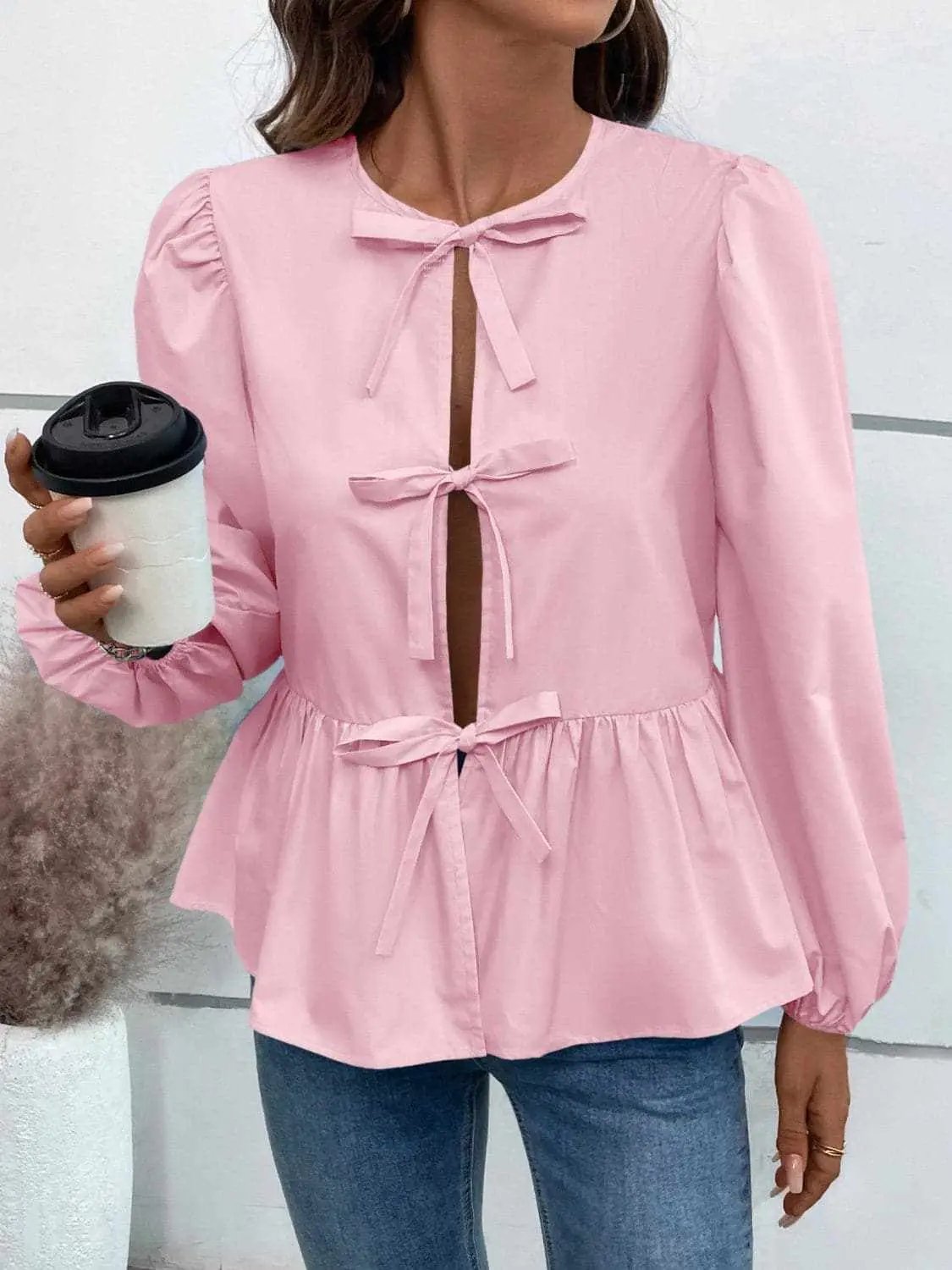 Women's Peplum Top Top - Long Sleeve Peplum - Chic & Flattering