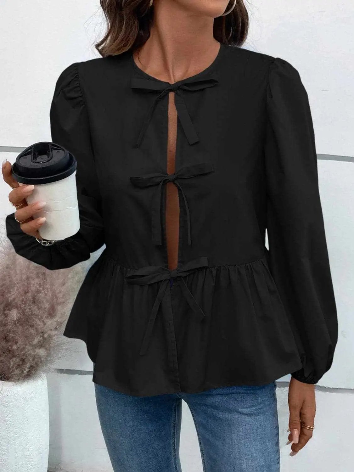 Women's Peplum Top Top - Long Sleeve Peplum - Chic & Flattering
