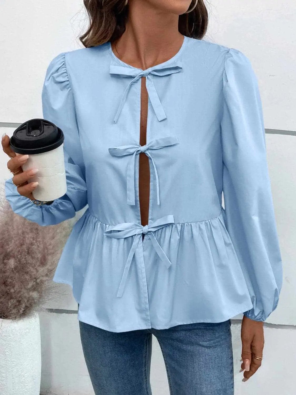 Women's Peplum Top Top - Long Sleeve Peplum - Chic & Flattering