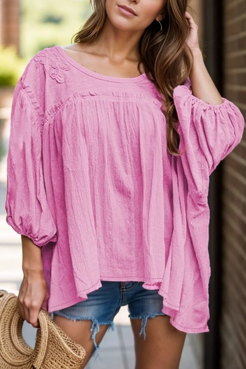 Shirts Trendsi Lace detail cotton blouse for women