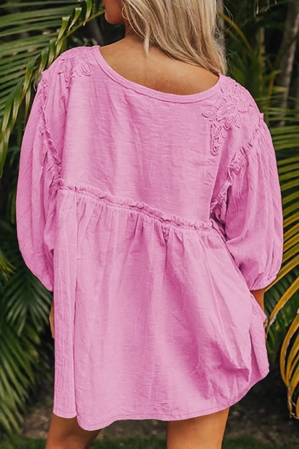 Shirts Trendsi Lace detail cotton blouse for women
