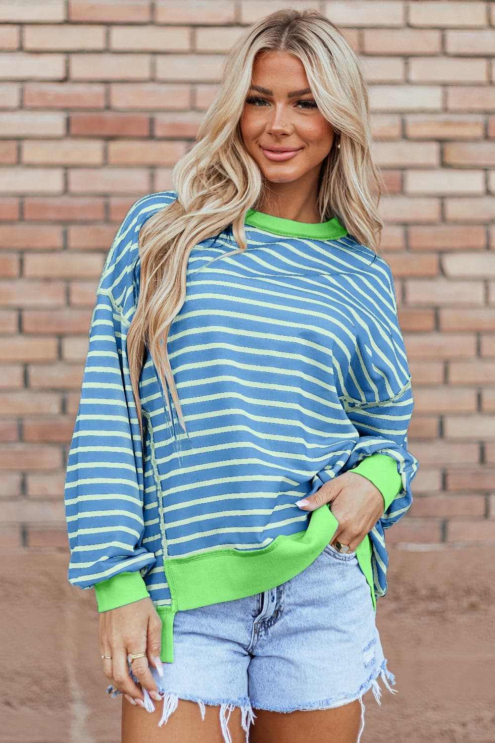 Sweaters Trendsi Chic striped high-low pullover