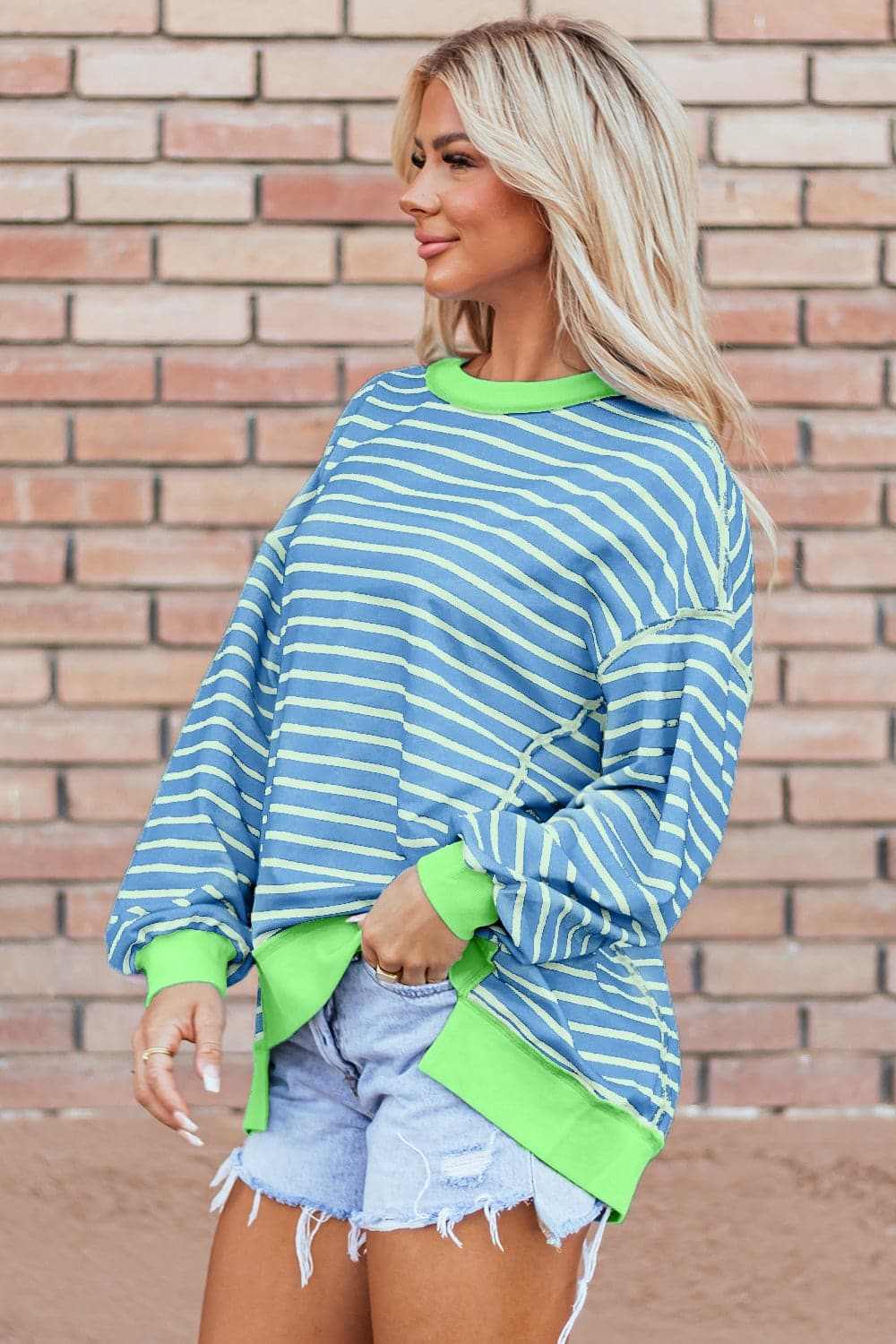 Sweaters Trendsi Chic striped high-low pullover