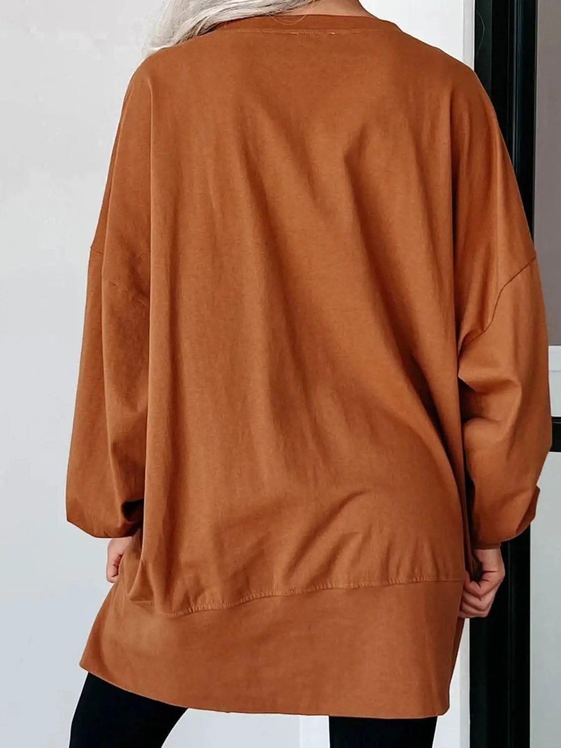 Sweatshirts & Hoodies Trendsi Notched sequin letter top in sheer