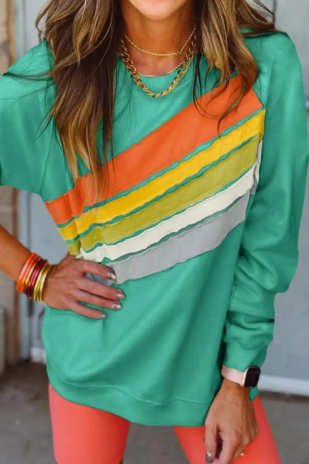 Sweatshirts & Hoodies Trendsi Colorblock Long Sleeve Sweatshirt