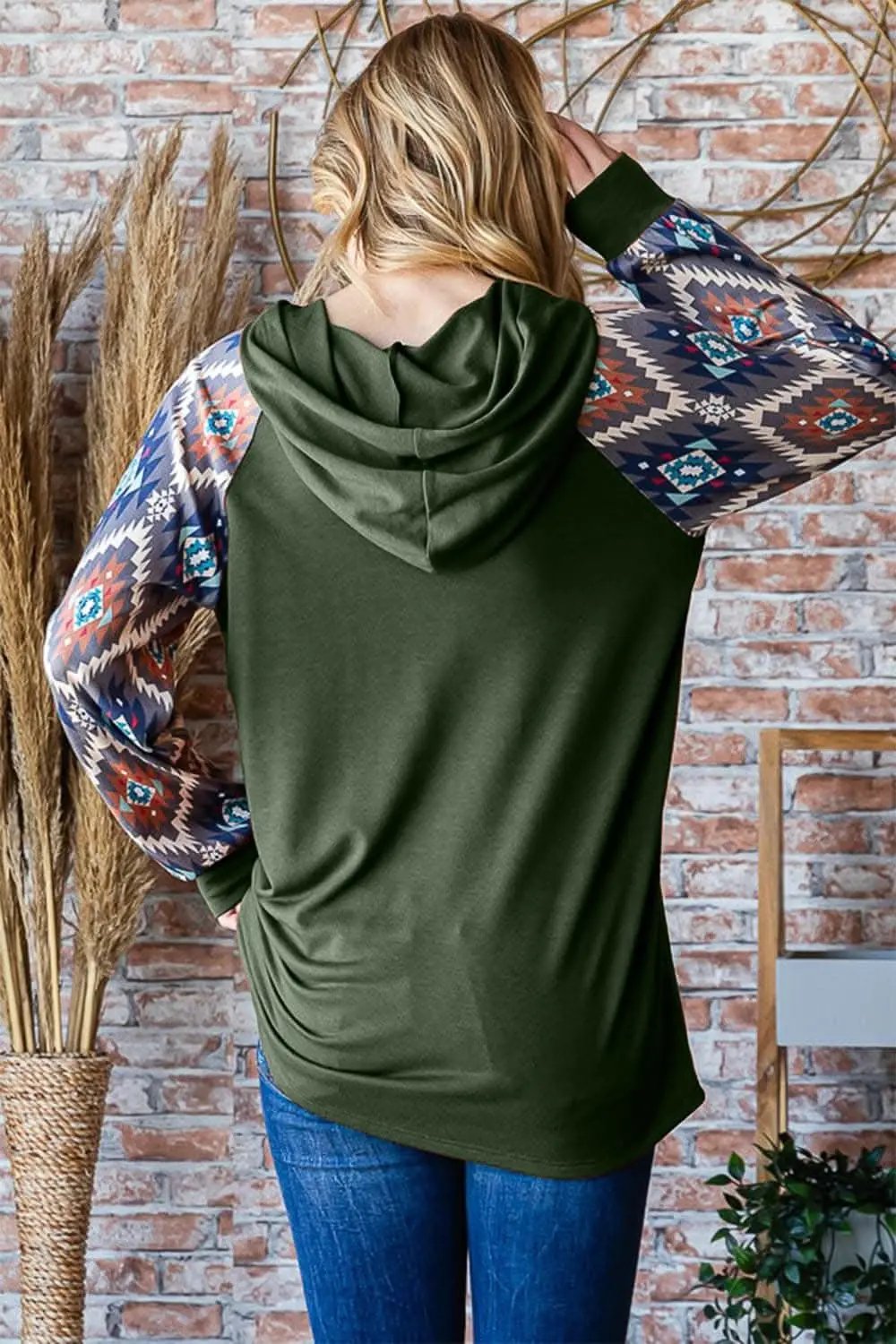 Jackets Trendsi Chic printed half button hoodie