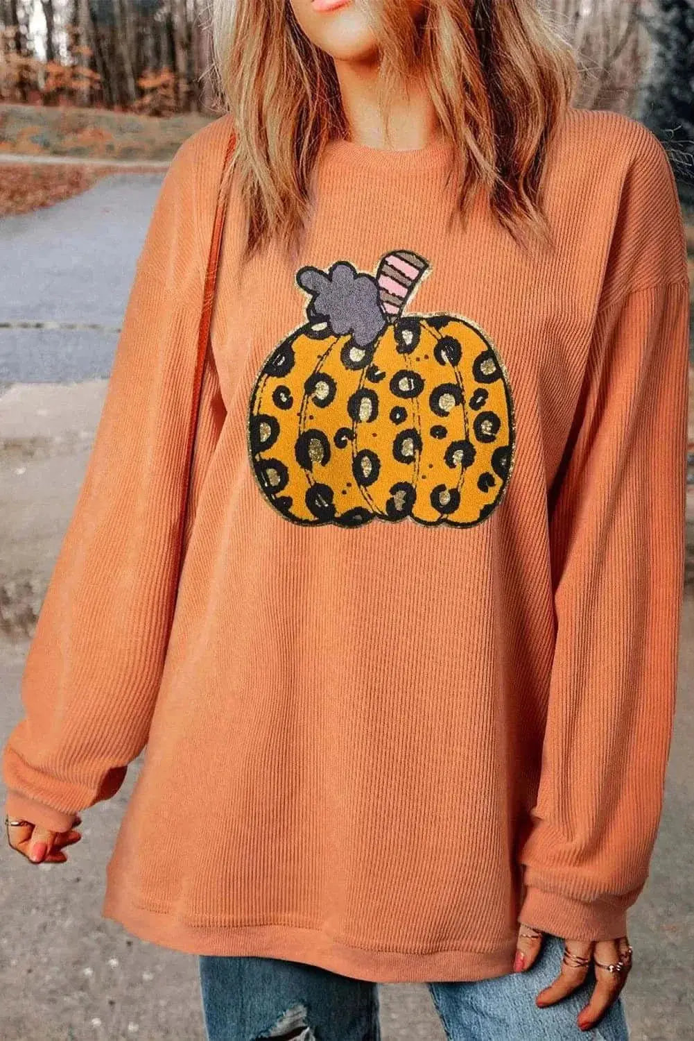 Trendsi Pumpkin Spice Sweatshirt Long Sleeve — Cozy Autumn Top