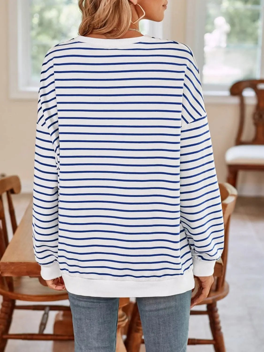 Sweatshirts & Hoodies Trendsi Cozy striped crewneck sweatshirt