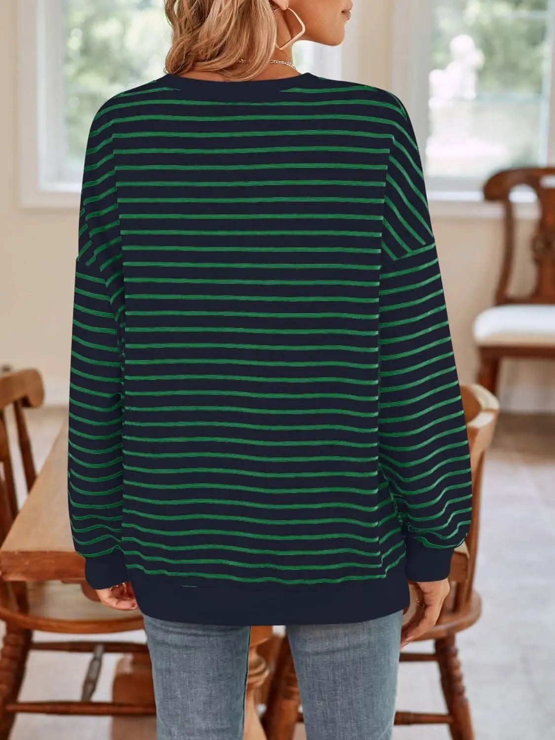Sweatshirts & Hoodies Trendsi Cozy striped crewneck sweatshirt