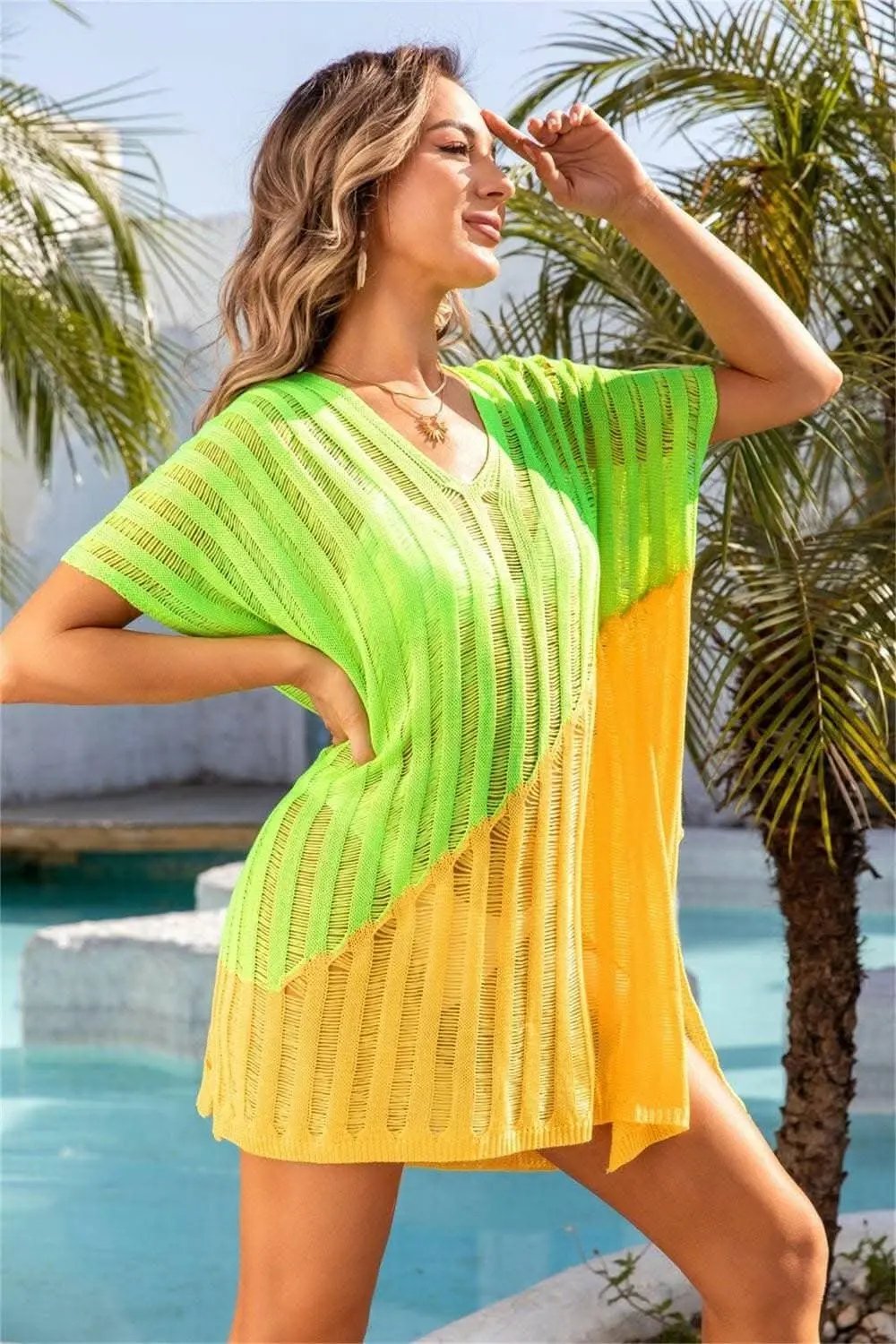 Trendsi Beach Cover-Up Sheer Lightweight Flowy Top