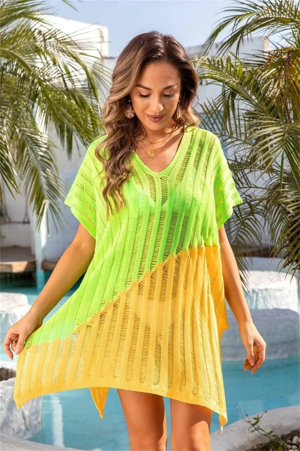 Trendsi Beach Cover-Up Sheer Lightweight Flowy Top