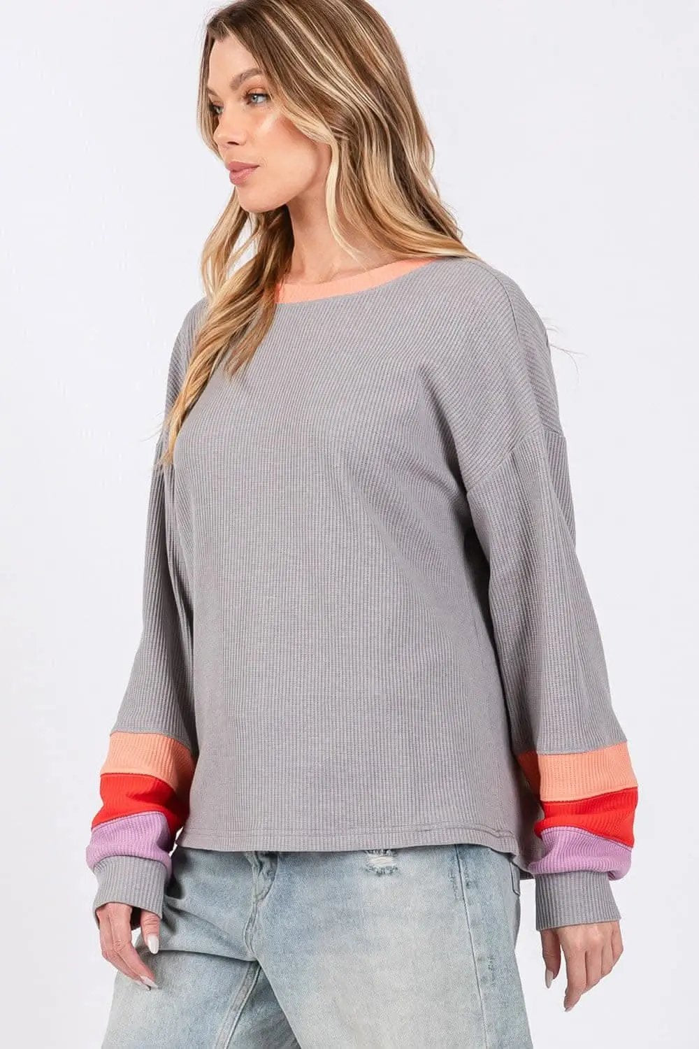 T-Shirts Trendsi Sage+Fig Color Block Tee Women's Everyday T-Shirt Soft & Comfy