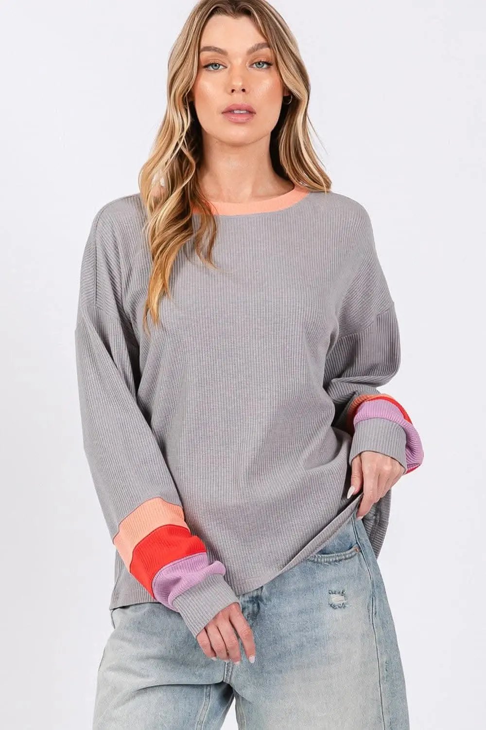 T-Shirts Trendsi Sage+Fig Color Block Tee Women's Everyday T-Shirt Soft & Comfy