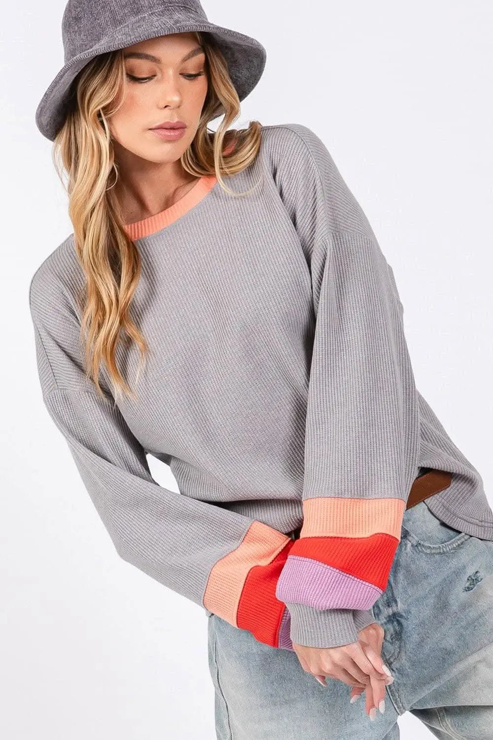 T-Shirts Trendsi Sage+Fig Color Block Tee Women's Everyday T-Shirt Soft & Comfy