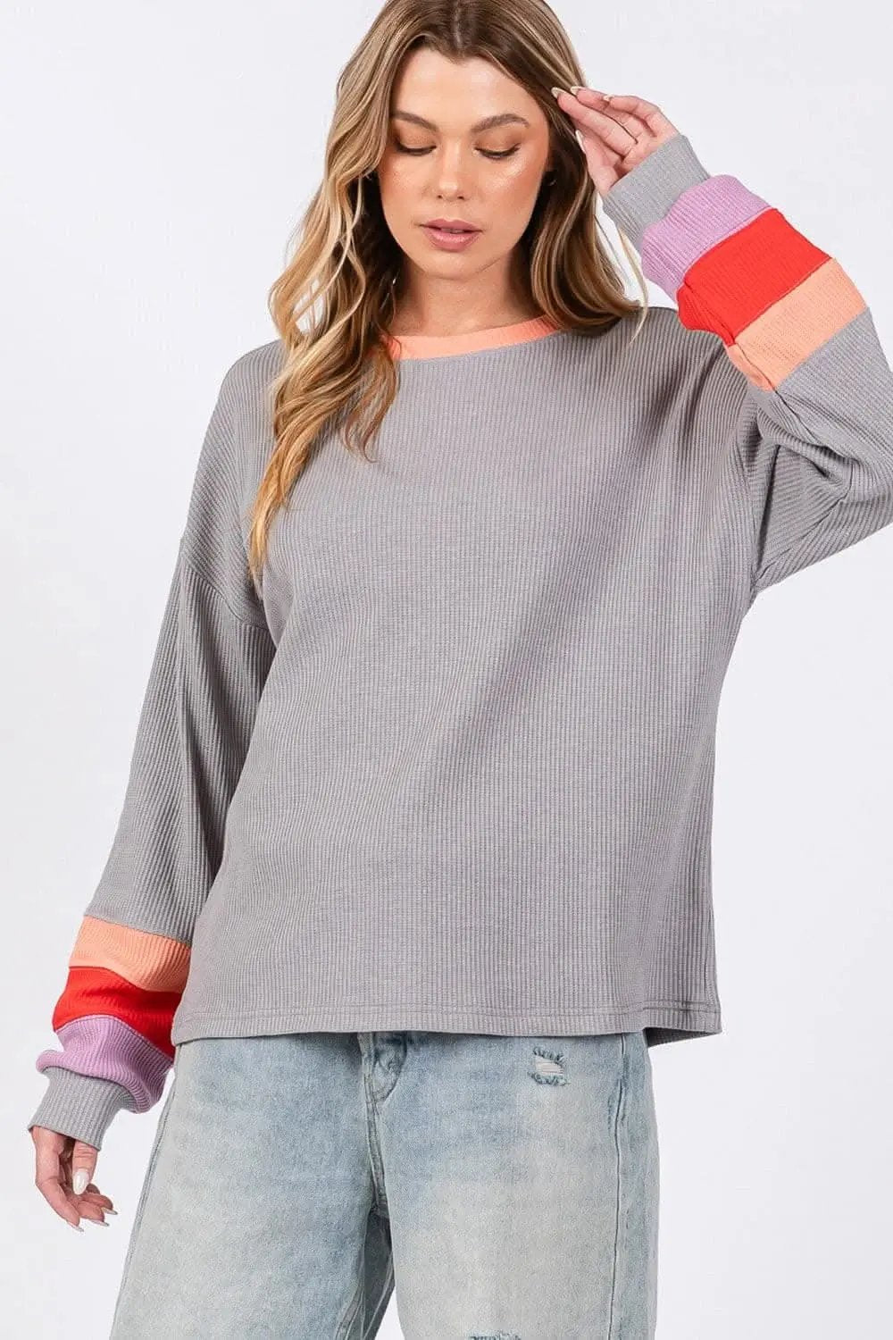 T-Shirts Trendsi Sage+Fig Color Block Tee Women's Everyday T-Shirt Soft & Comfy
