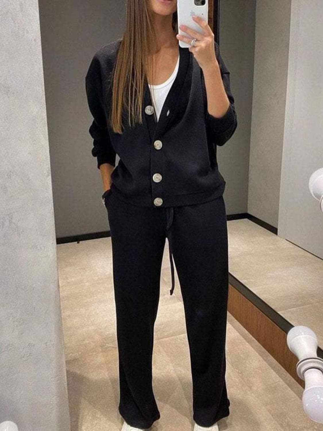 Trendsi Chic button-up shirt & pants set