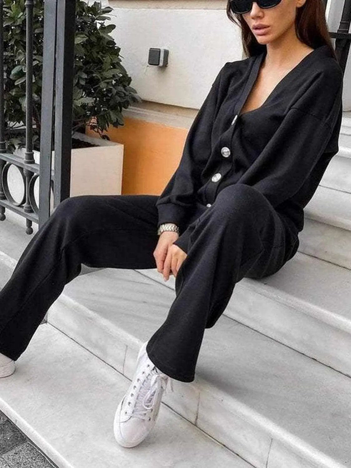 Trendsi Chic button-up shirt & pants set