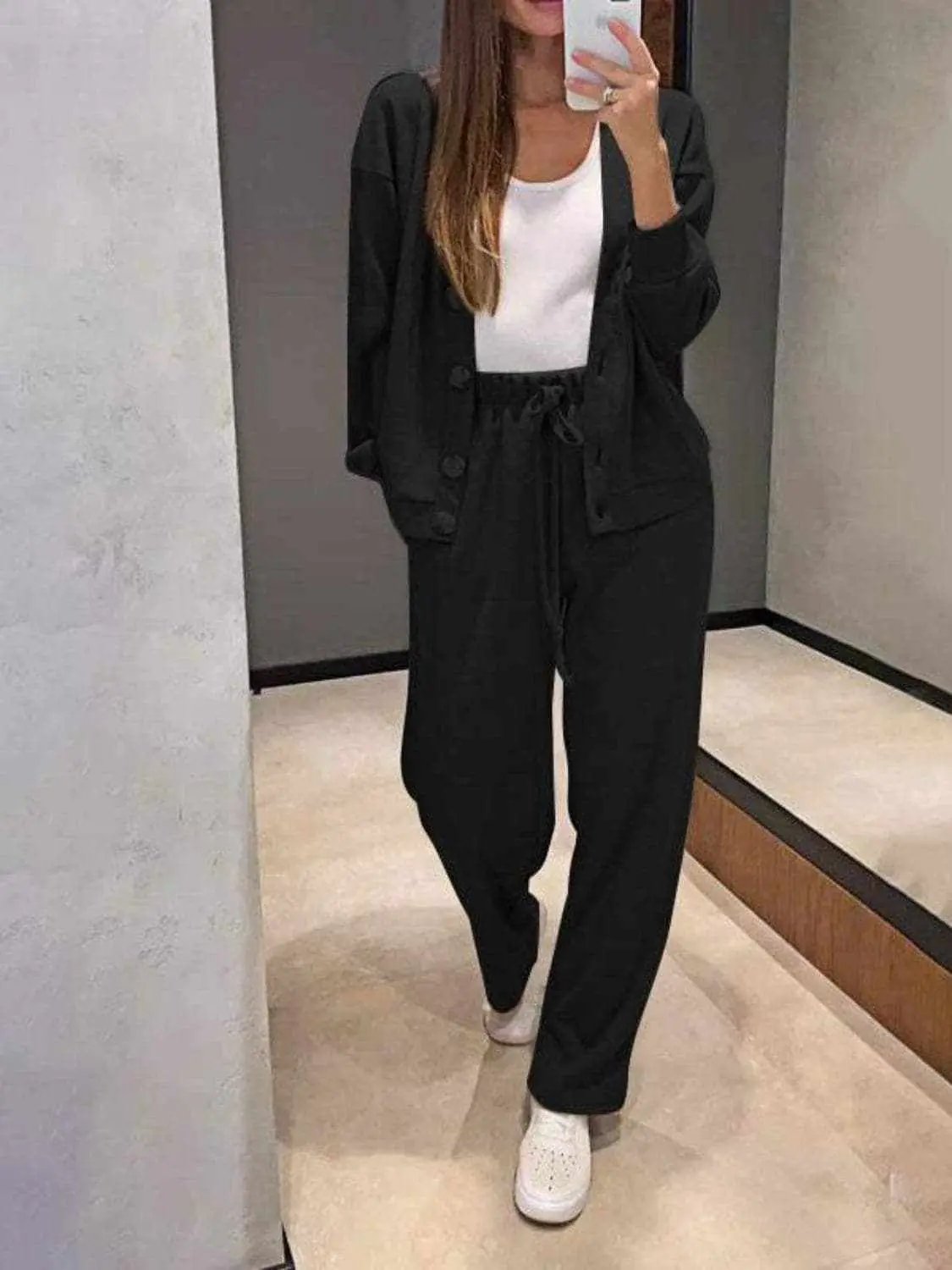 Trendsi Chic button-up shirt & pants set