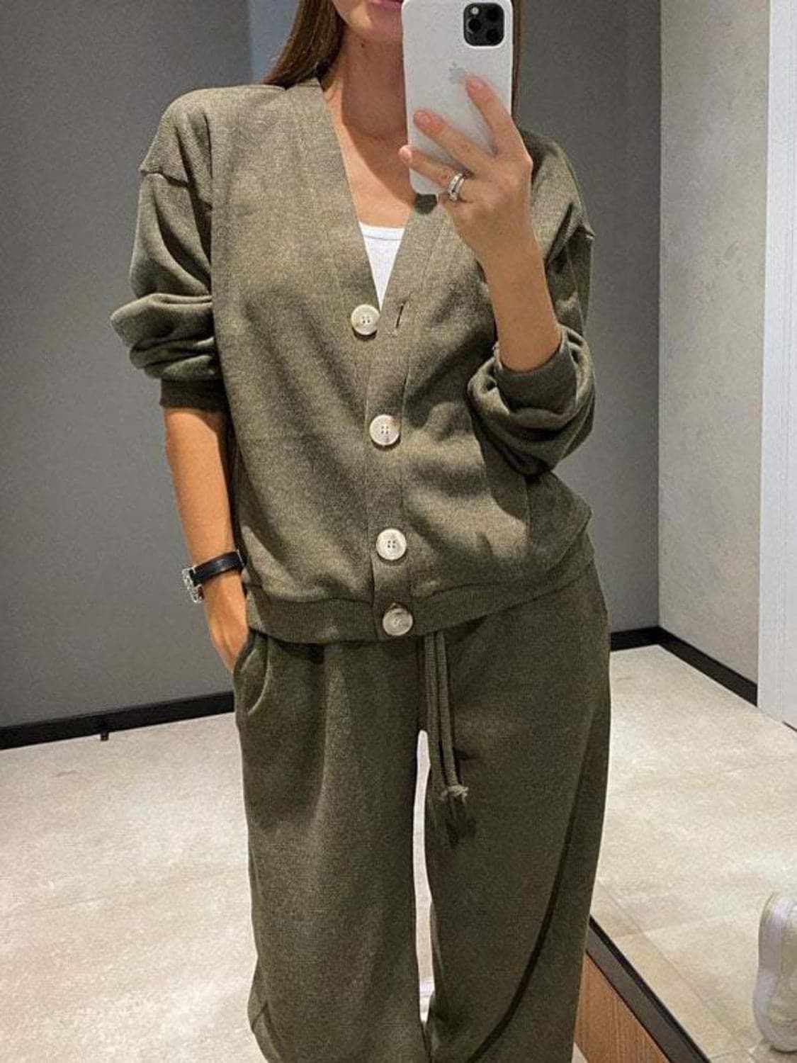 Trendsi Chic button-up shirt & pants set