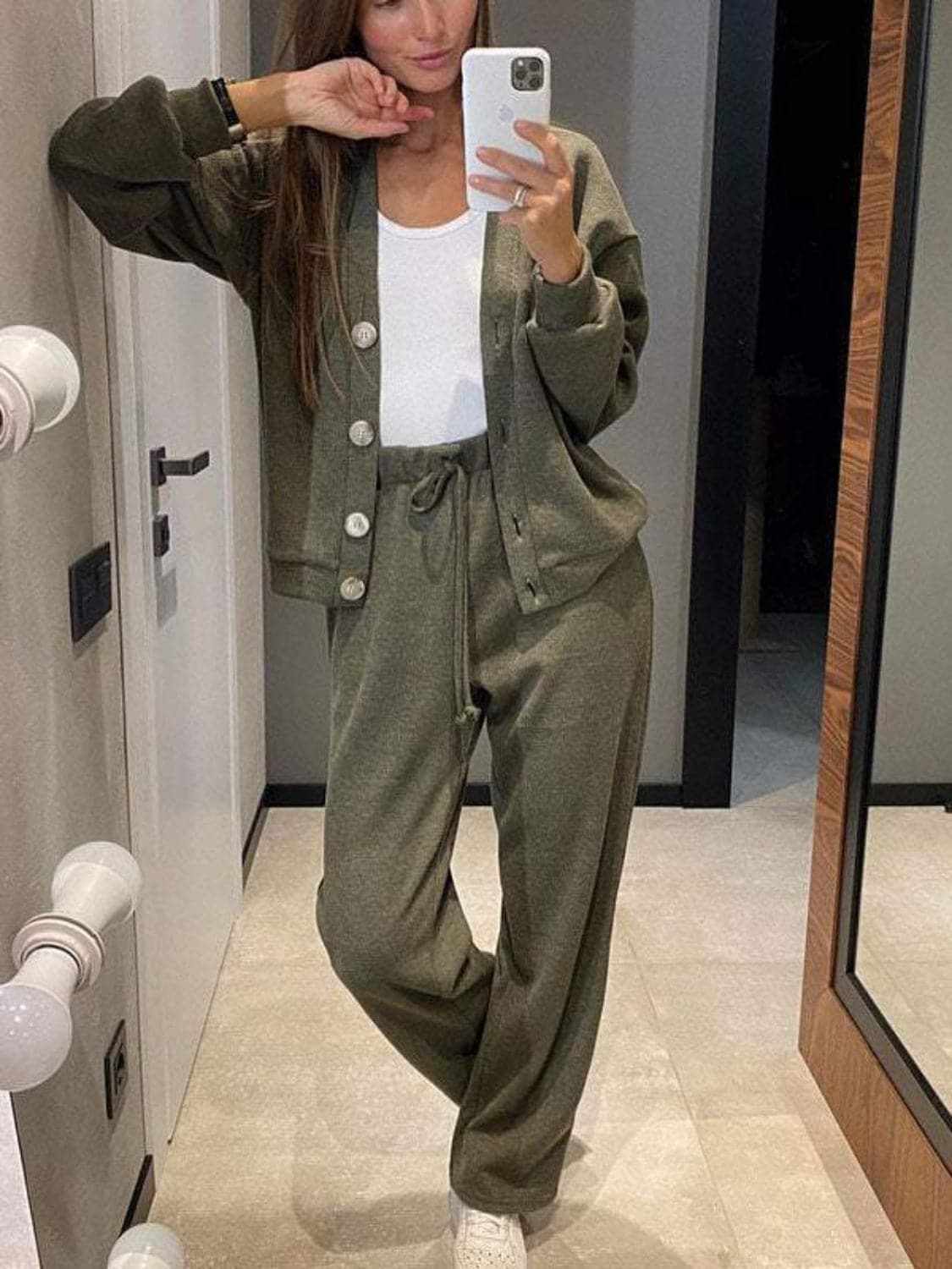 Trendsi Chic button-up shirt & pants set