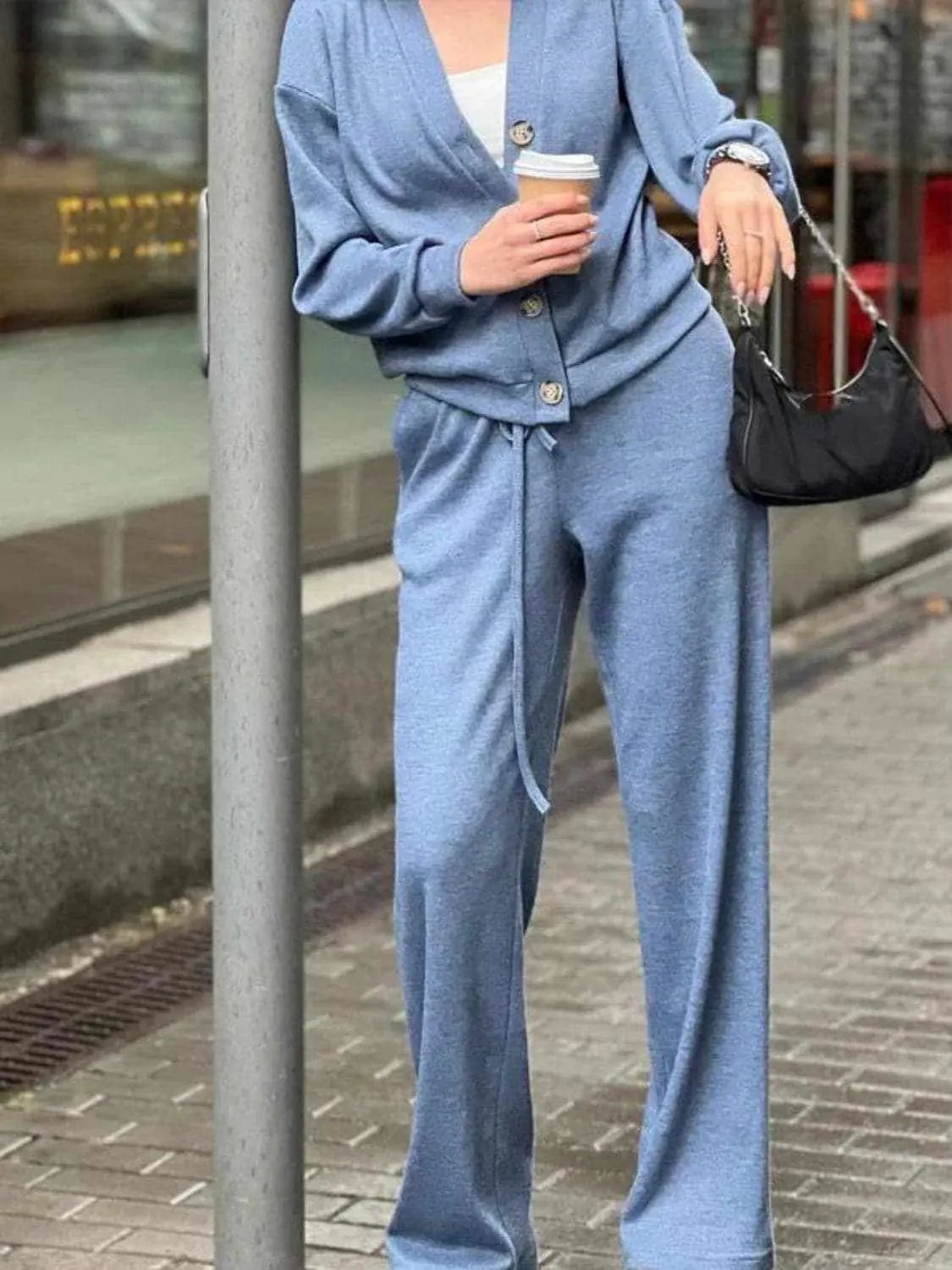 Trendsi Chic button-up shirt & pants set